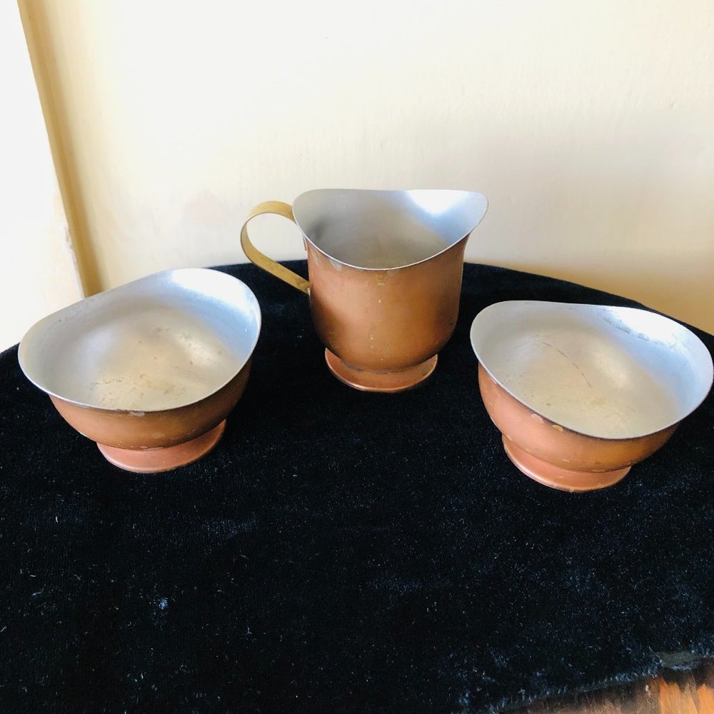 3 Piece Mid Century Modern metal dessert set